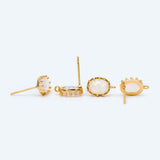 Opal Stone Stud Earrings with Loops, Brass Ear Findings DIY Jewelry