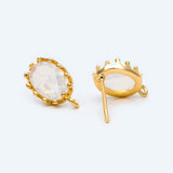 Opal Stone Stud Earrings with Loops, Brass Ear Findings DIY Jewelry