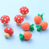 10pcs Cute 3D Mushroom Carrot Resin Charms for Earring Bracelet Keychain