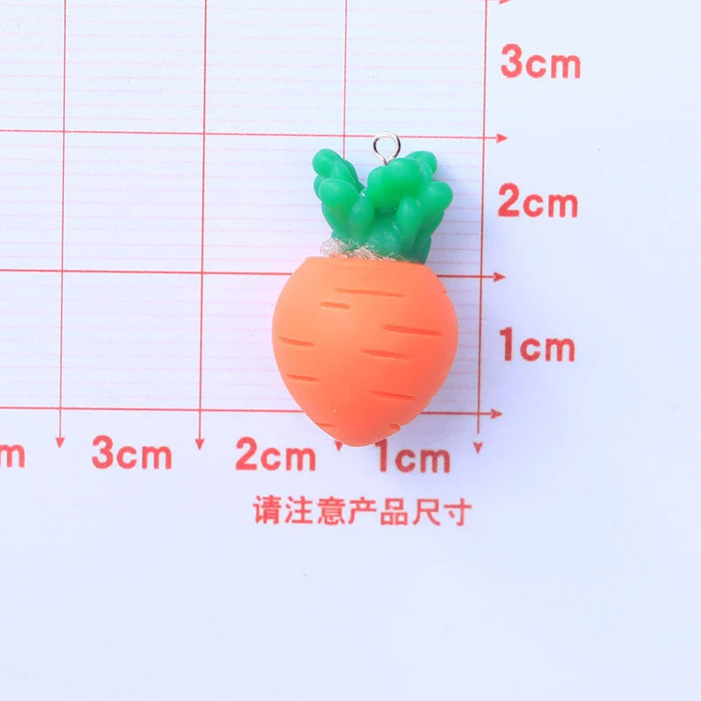 10pcs Cute 3D Mushroom Carrot Resin Charms for Earring Bracelet Keychain