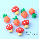 10pcs Cute 3D Mushroom Carrot Resin Charms for Earring Bracelet Keychain
