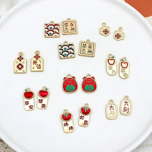 10pcs Double-sided Text Pendant Enamel Earring Necklace Making DIY Jewelry