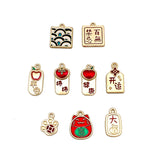 10pcs Double-sided Text Pendant Enamel Earring Necklace Making DIY Jewelry