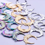 10pcs Stainless Steel Cat On Moon Charm for Earrings DIY Jewelry Making