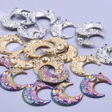 10pcs Stainless Steel Cat On Moon Charm for Earrings DIY Jewelry Making