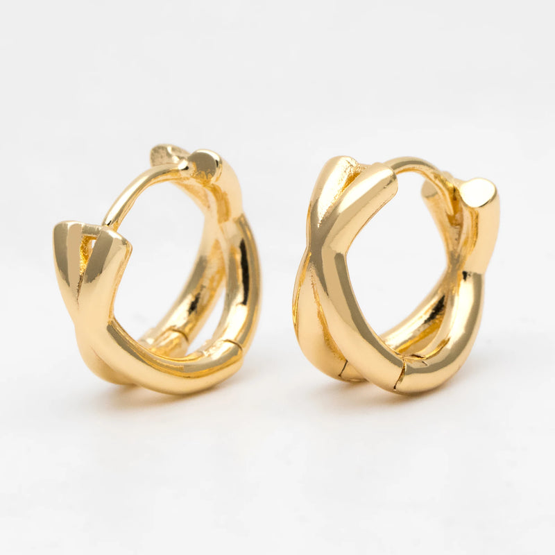 10pcs Criss Cross Hoop Earrings 14mm, Huggie Earrings