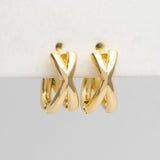 10pcs Criss Cross Hoop Earrings 14mm, Huggie Earrings