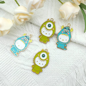 10pcs Cartoon Animal Enamel Pendant Metal Charm DIY Jewelry Accessory