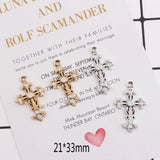 10pcs Rhinestone Golden Cross Charms DIY Jewelry Pendant
