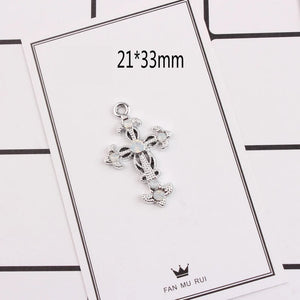 10pcs Rhinestone Golden Cross Charms DIY Jewelry Pendant