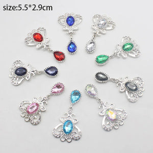 10pcs Crown Type Flat Pendant 55*29mm Alloy Decorative Crystal DIY Wedding Decor