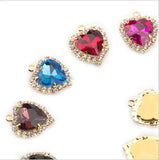 10pcs Heart Crystal Rhinestone Charms Pendant DIY Jewelry Making