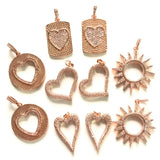 10pc CZ Pave Pendant Heart Sun Charm Bundle for Women Jewelry Bracelet