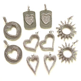 10pc CZ Pave Pendant Heart Sun Charm Bundle for Women Jewelry Bracelet