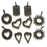 10pc CZ Pave Pendant Heart Sun Charm Bundle for Women Jewelry Bracelet