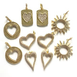 10pc CZ Pave Pendant Heart Sun Charm Bundle for Women Jewelry Bracelet
