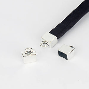 10pcs Cuboid End Tip Bead Caps for 10*6mm Flat Leather Cord DIY Jewelry Findings