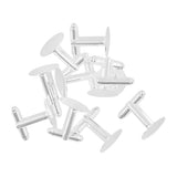 10pcs Cufflink Findings Cuff Link Blanks Backs Plates 15mm Pads Silver