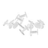 10pcs Cufflink Findings Cuff Link Blanks Backs Plates 15mm Pads Silver