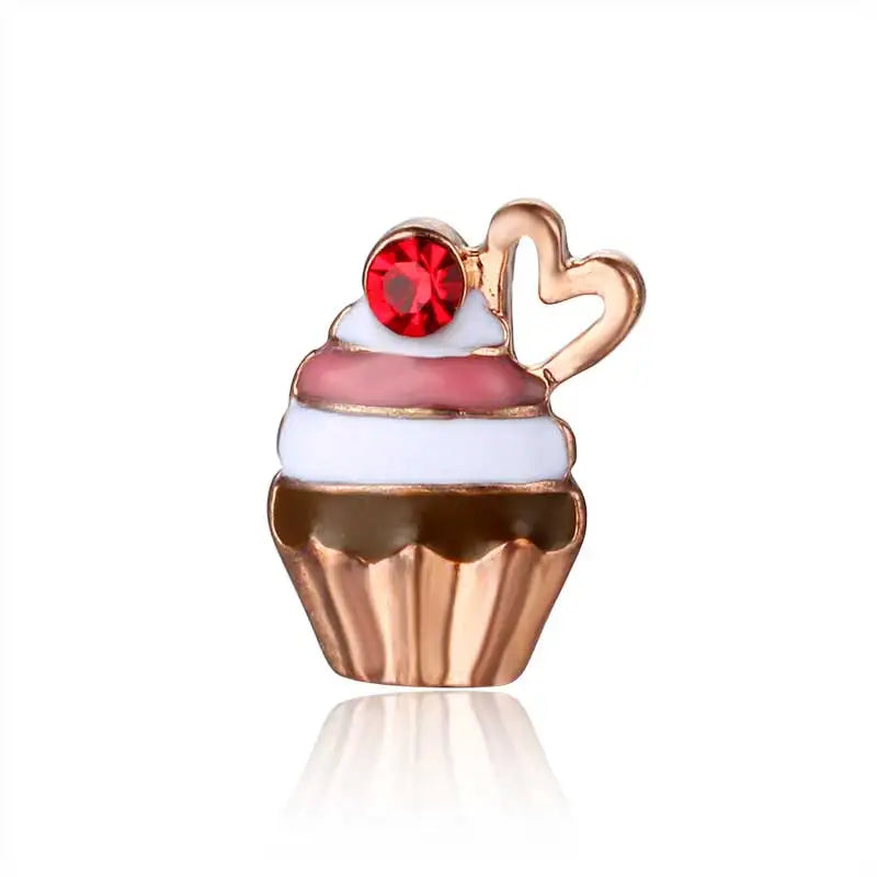 10pcs Cupcake Charms for Glass Locket Watch Necklace