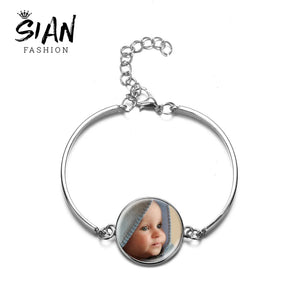 10pcs Personalized Photo Glass Chain Bracelet Bangle Birthday Gift