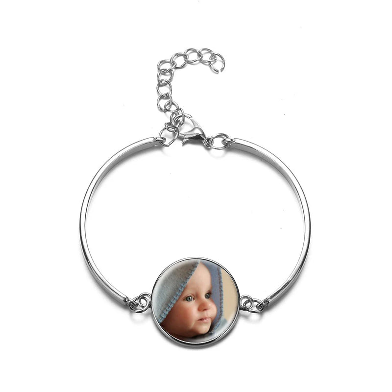 10pcs Personalized Photo Glass Chain Bracelet Bangle Birthday Gift