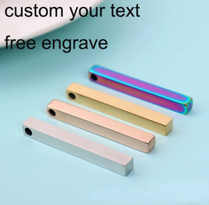 10pcs Stainless Steel Engravable Bar Pendant for Necklace Keychains
