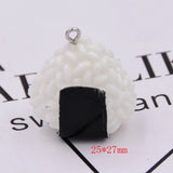 10pcs Sushi Rice Ball Resin Charms Earring Keychain Necklace Pendant