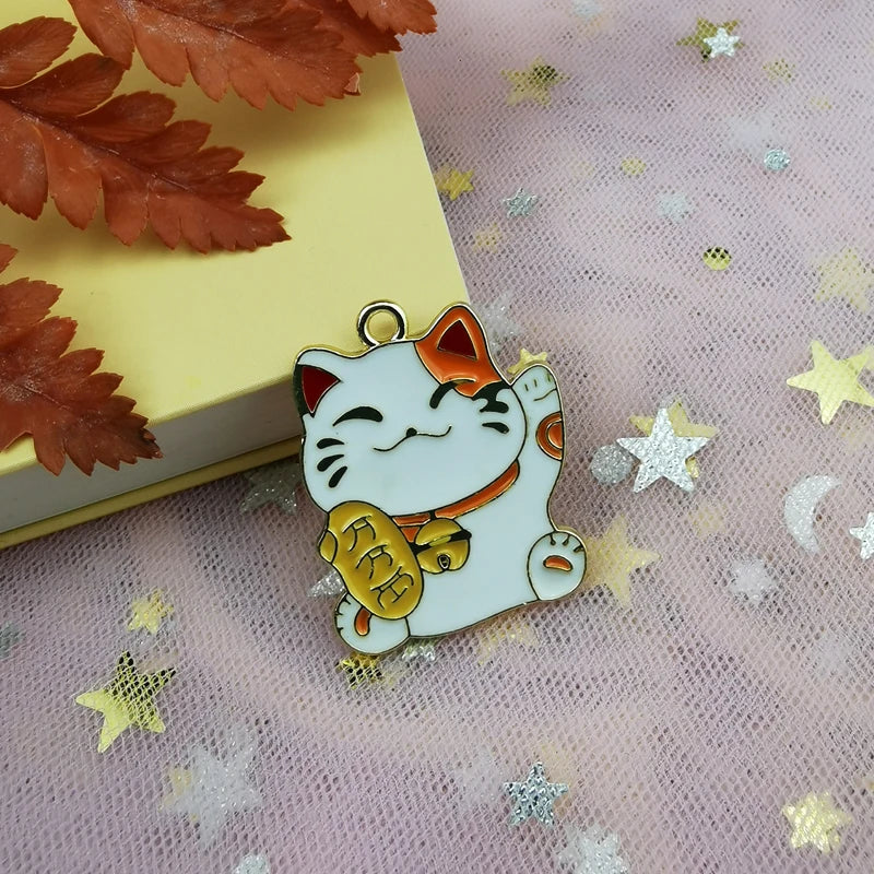 10pcs Cat Enamel Charms for DIY Jewelry