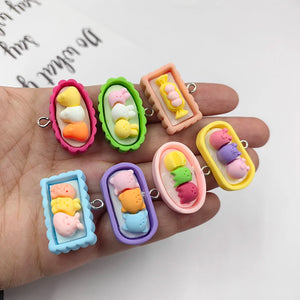 10pcs Cartoon Food Animals Plate Charms DIY Earring Making