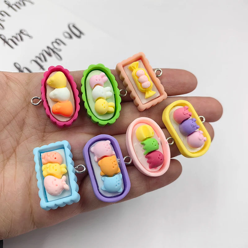 10pcs Cartoon Food Animals Plate Charms DIY Earring Making
