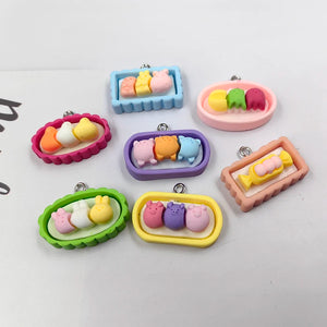 10pcs Cartoon Food Animals Plate Charms DIY Earring Making