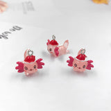 10pcs Christmas Hat Hexagon Charms for Jewelry Making Animals Dinosaur Pendants