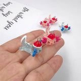 10pcs Christmas Hat Hexagon Charms for Jewelry Making Animals Dinosaur Pendants