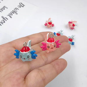 10pcs Christmas Hat Hexagon Charms for Jewelry Making Animals Dinosaur Pendants