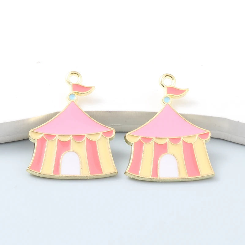 10pcs Circus Enamel Charms Clown Joker House Pendants For DIY Jewelry