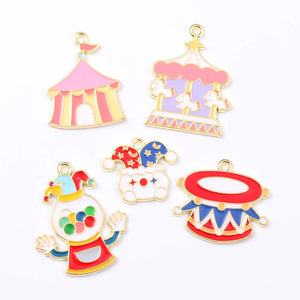 10pcs Circus Enamel Charms Clown Joker House Pendants For DIY Jewelry