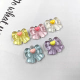 10pcs Clear Heart Bowknot Charms for Jewelry Making Earring Bracelet Pendant DIY
