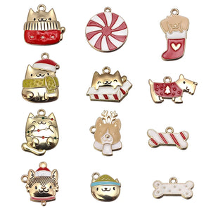 10pcs Dog Charms Enamel Dog Bone Pendants DIY Jewelry Making Accessories