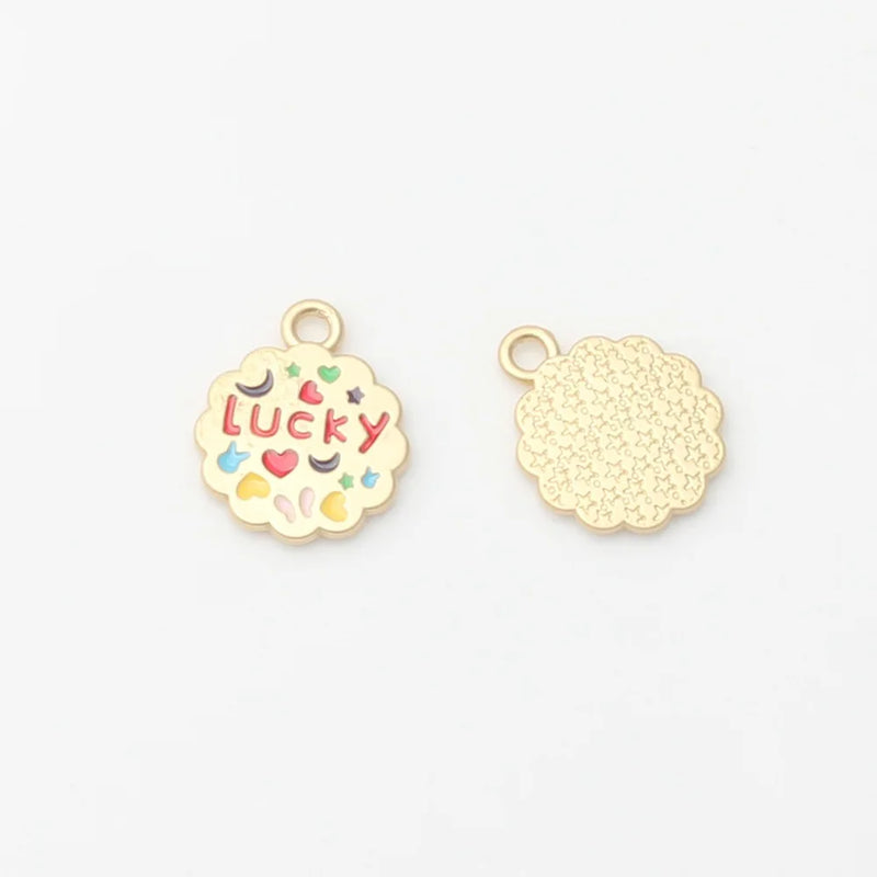 10pcs Antique Lucky Round Pendant DIY Craft Accessory