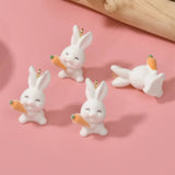 10pcs Flocked Rabbit Pendant 3D Plush Bunny Resin Charm DIY Keychain