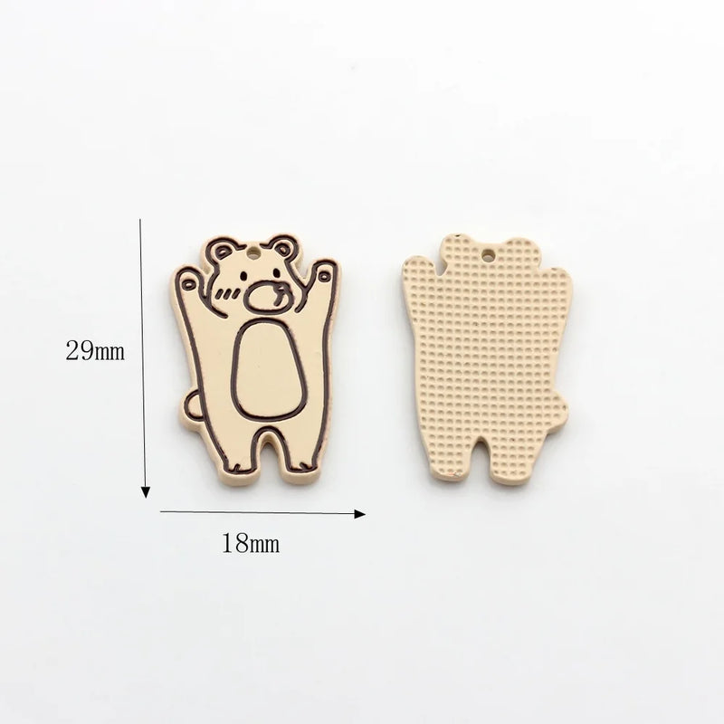 10pcs Fun Bear Rabbit Honey Coffee Pendant for Jewelry Making