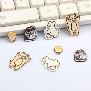 10pcs Fun Bear Rabbit Honey Coffee Pendant for Jewelry Making