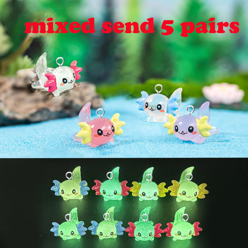10pcs Luminous Dinosaur Charms for Jewelry Making Resin Pendant Craft