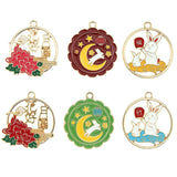 10pcs Enamel Moon Palace Rabbit Charms Pendants DIY Jewelry Making Accessory