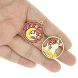 10pcs Enamel Moon Palace Rabbit Charms Pendants DIY Jewelry Making Accessory