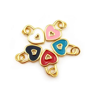 10pcs Heart Lock Pendant Drip Oil Hollow DIY Necklace Bracelet Jewelry Women
