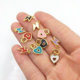 10pcs Heart Lock Pendant Drip Oil Hollow DIY Necklace Bracelet Jewelry Women