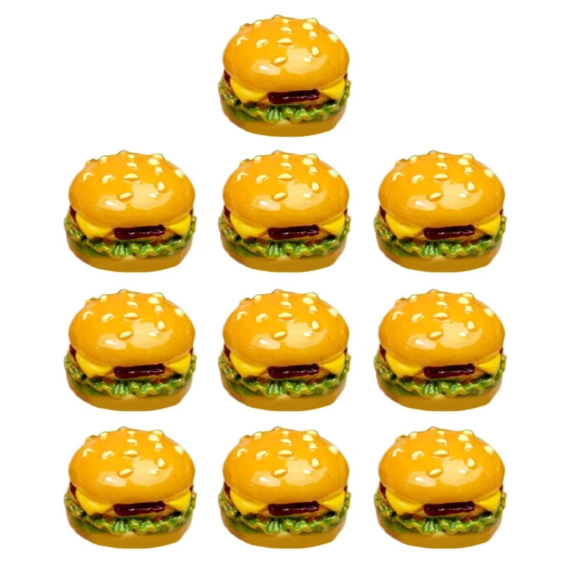 10pcs Resin Hamburger Charms for DIY Earrings Key Chains