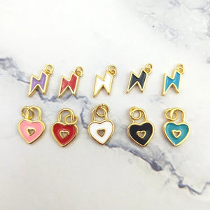 10pcs Love Heart Lock Lightning Shape Pendant for Girls DIY